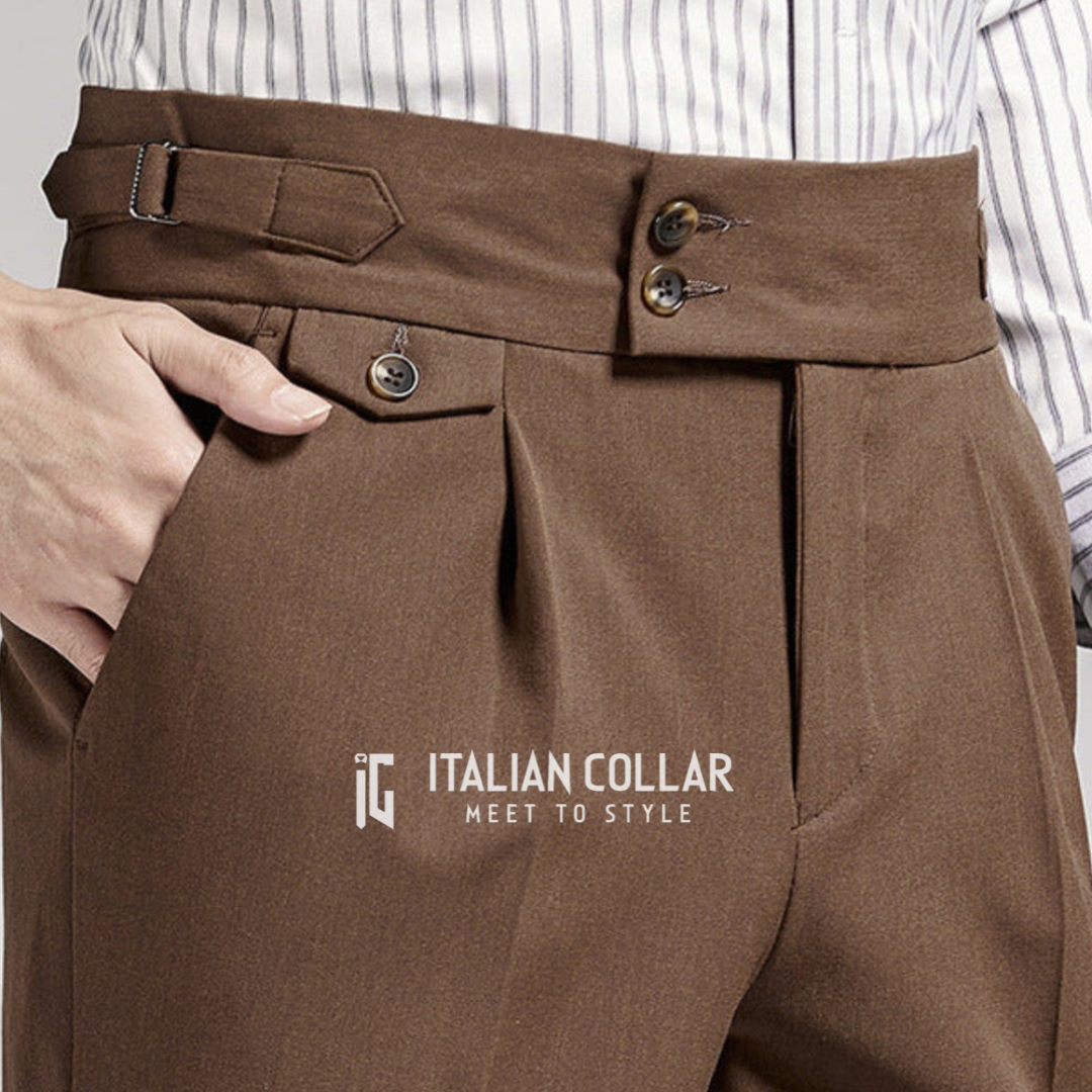 Coffee Flap Signature Gurkha Pants By Italian Collar